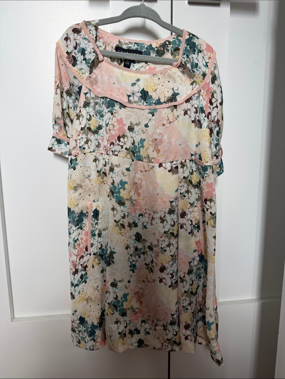 Twin-Set Floral Midi Dress in Pink, Cream & Green